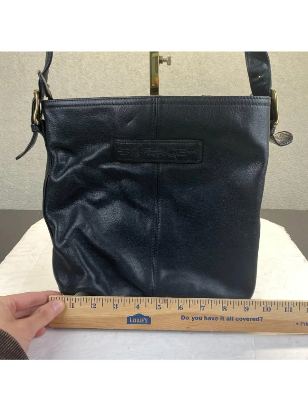 Vtg Fossil Black Genuine Leather Shoulder Bag 75082 Fossil 1954